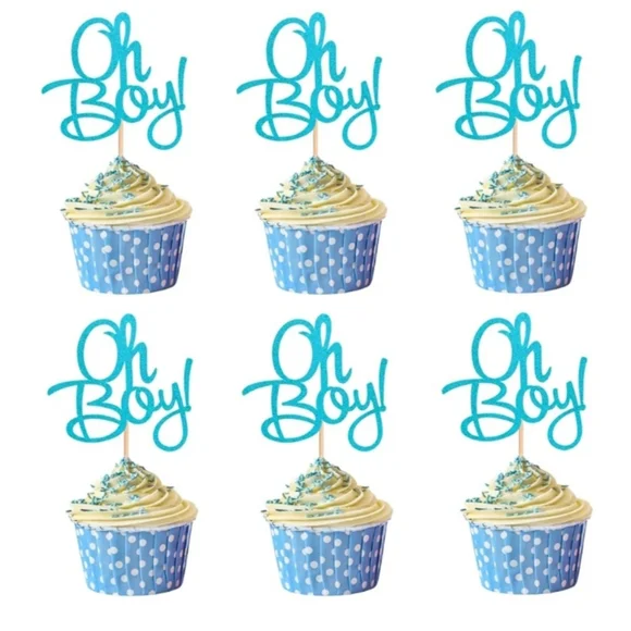 Baby boy shower Oh Boy cupcake picks - Picture 3 of 3